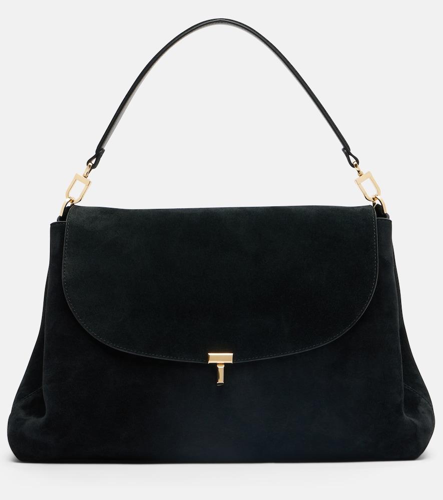 toteme t-lock suede shoulder bag