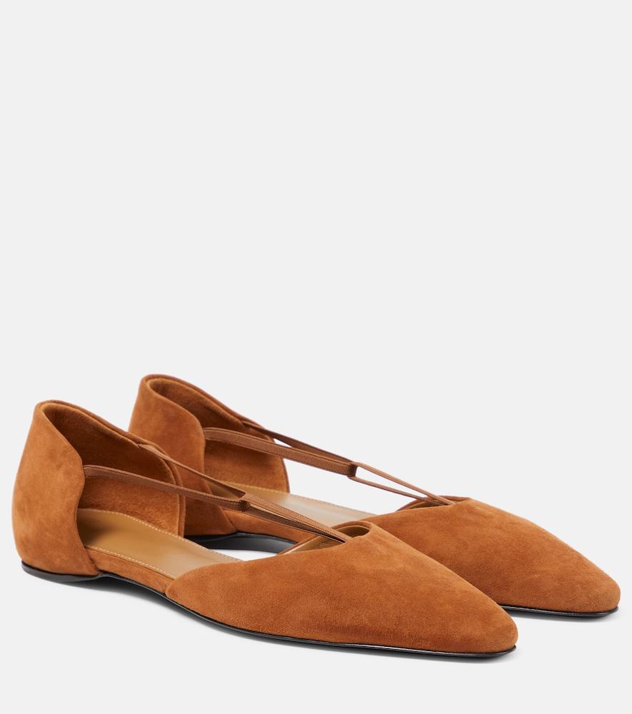 toteme t-strap suede flats