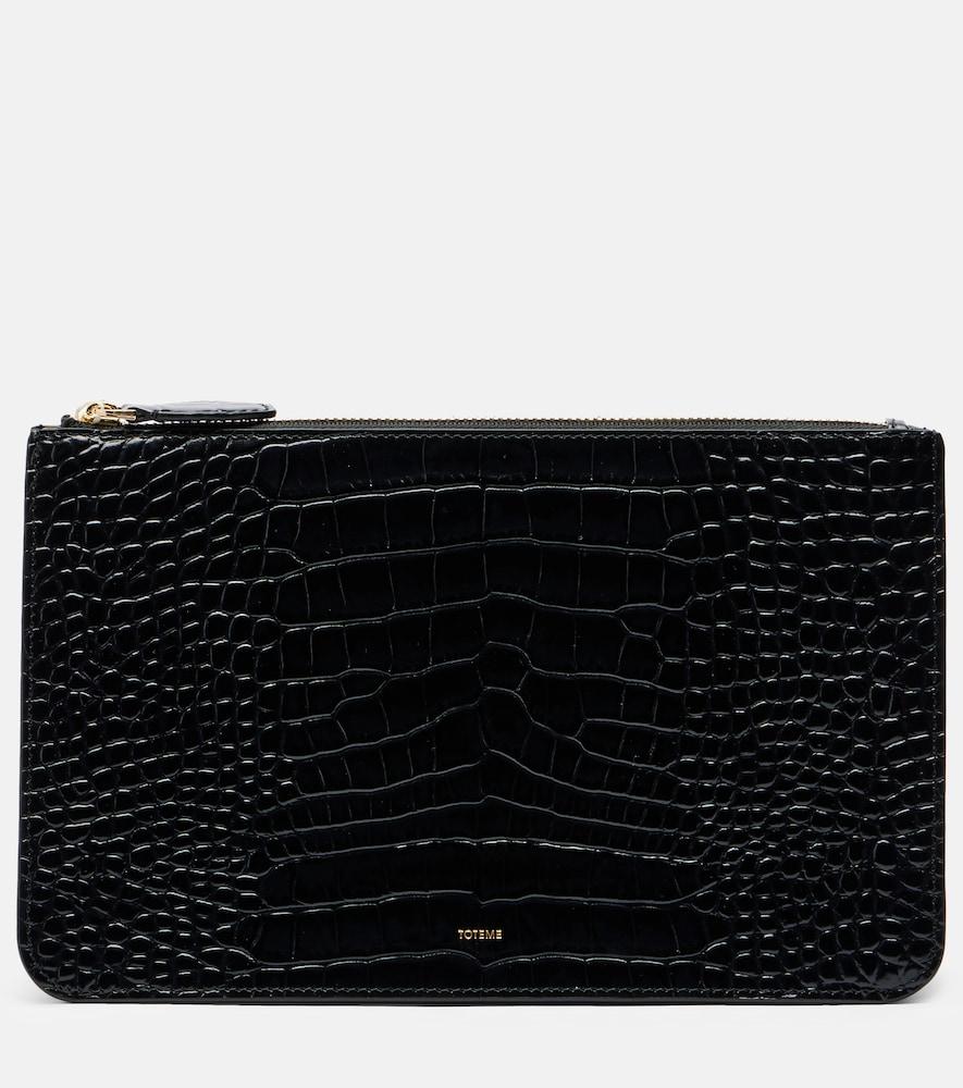 toteme threefold croc-effect leather clutch