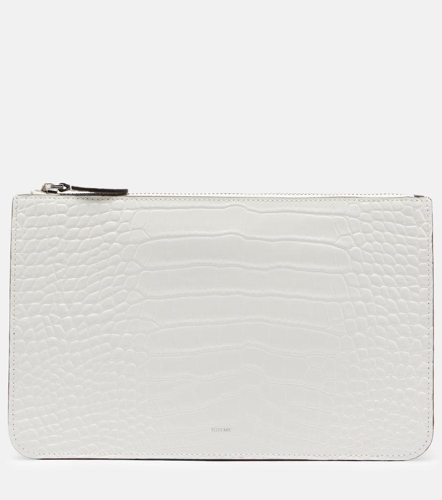 toteme threefold croc-effect leather clutch