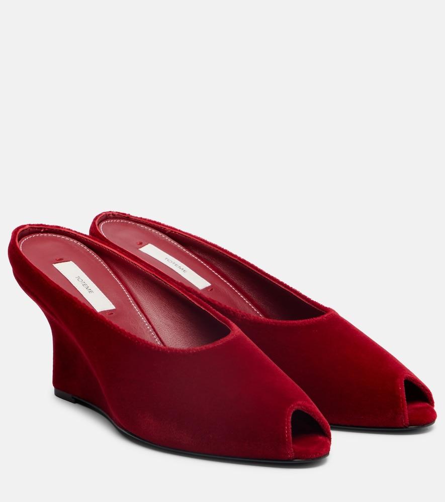 toteme velvet wedge mules