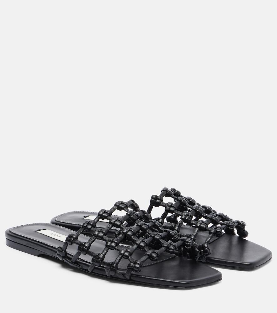 toteme woven leather slides
