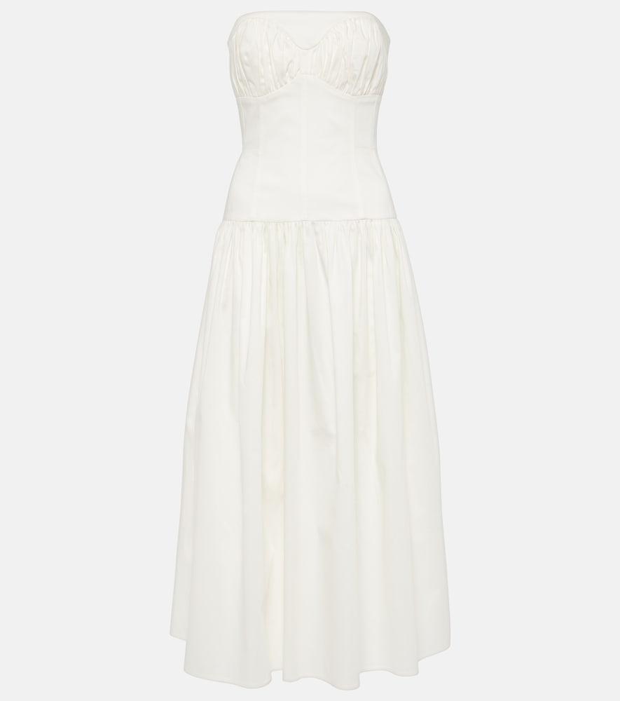 tove lauryn strapless cotton-blend midi dress