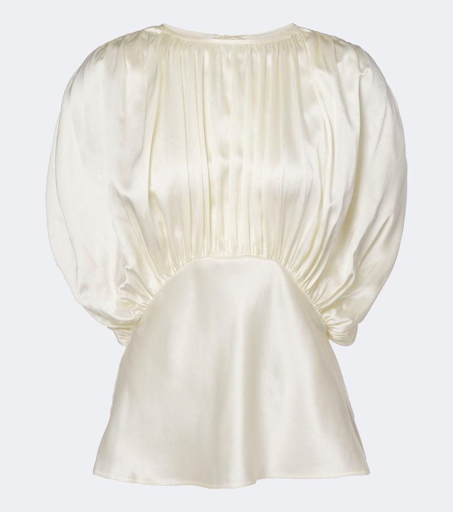 tove peta draped peplum silk satin top