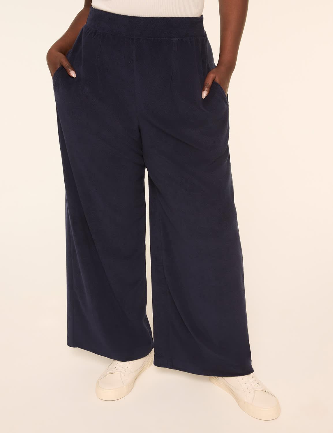 towel terry pull-on wide leg pant