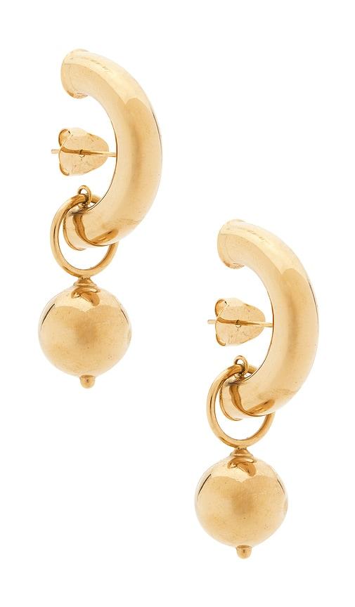tpo solaris earrings in metallic gold.