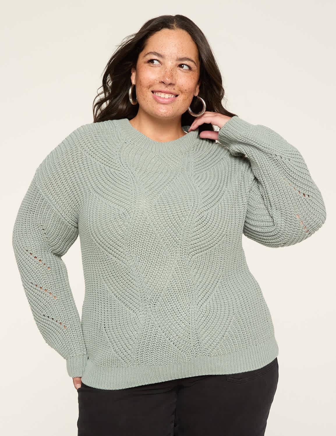 trellis knit pullover sweater