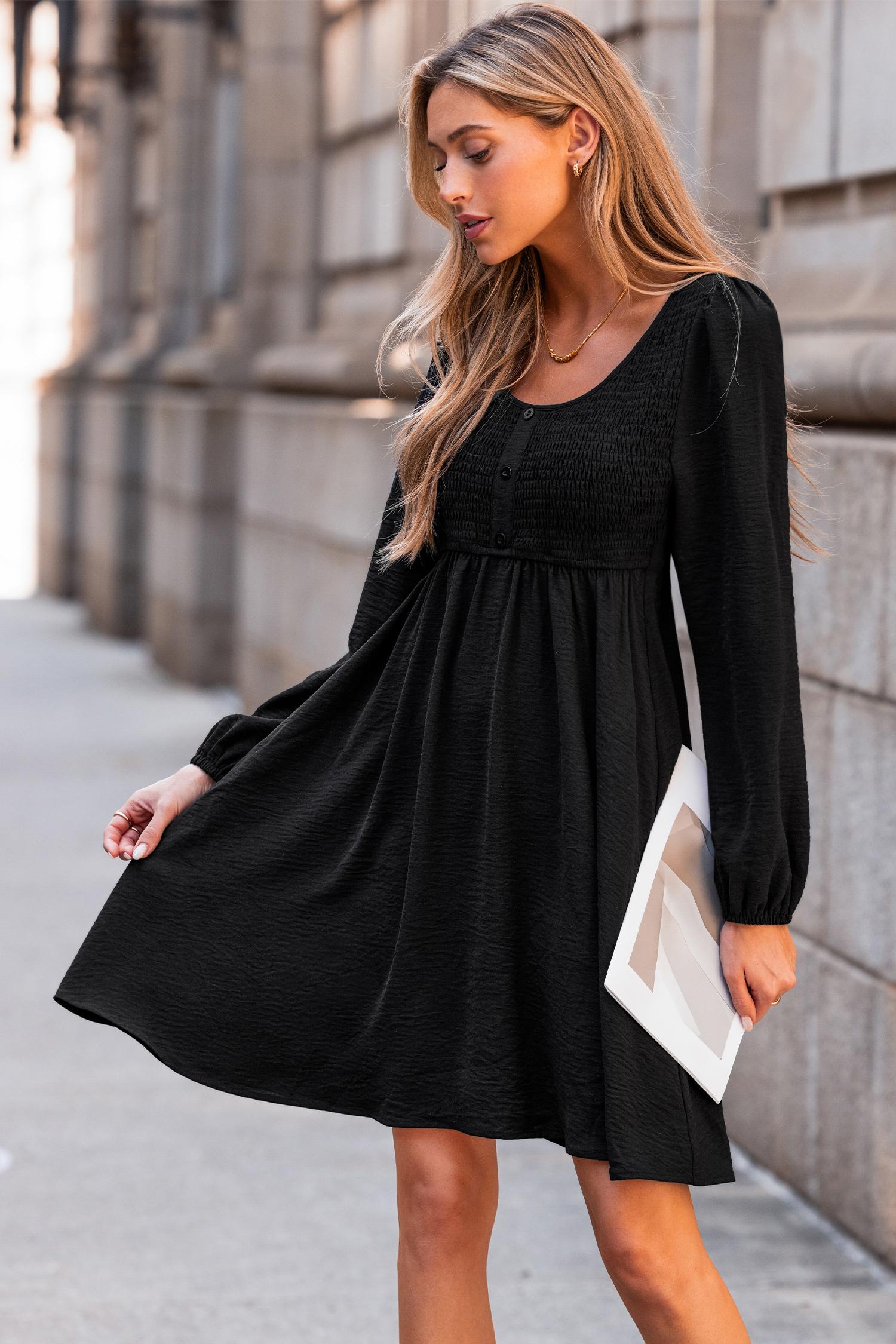 tried & true black mini dress - l