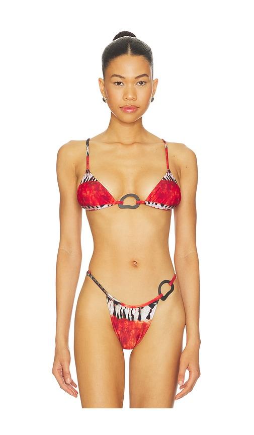 tropic of c shell equator bikini top in red. - size m (also in s)