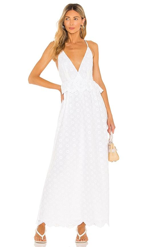 tularosa brier embroidered dress in white. - size m (also in xl)