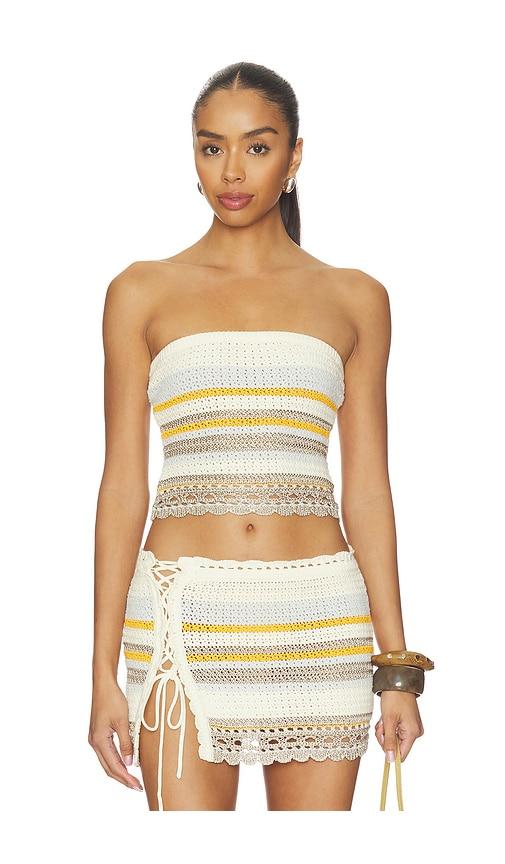 tularosa caila strapless top in cream,taupe. - size l (also in m)