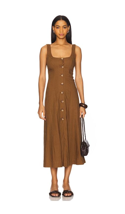 tularosa carley midi dress in brown. - size xs (also in xxs)