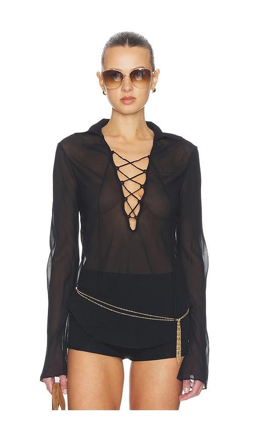 tularosa carlotta lace up top in black. - size m (also in s, xs)