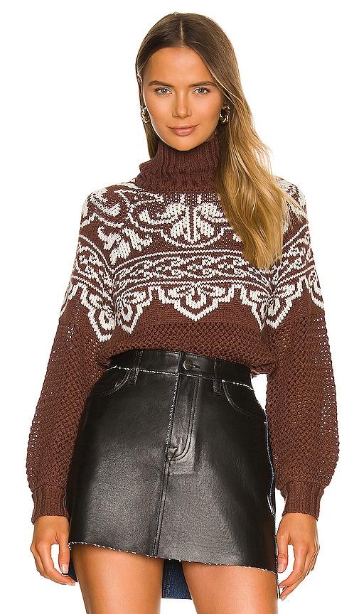 tularosa cayleen fair isle sweater in brown. - size l (also in m)