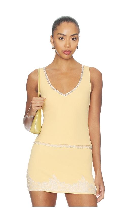 tularosa elia lace knit tank in yellow. - size l (also in m, s, xl, xs)
