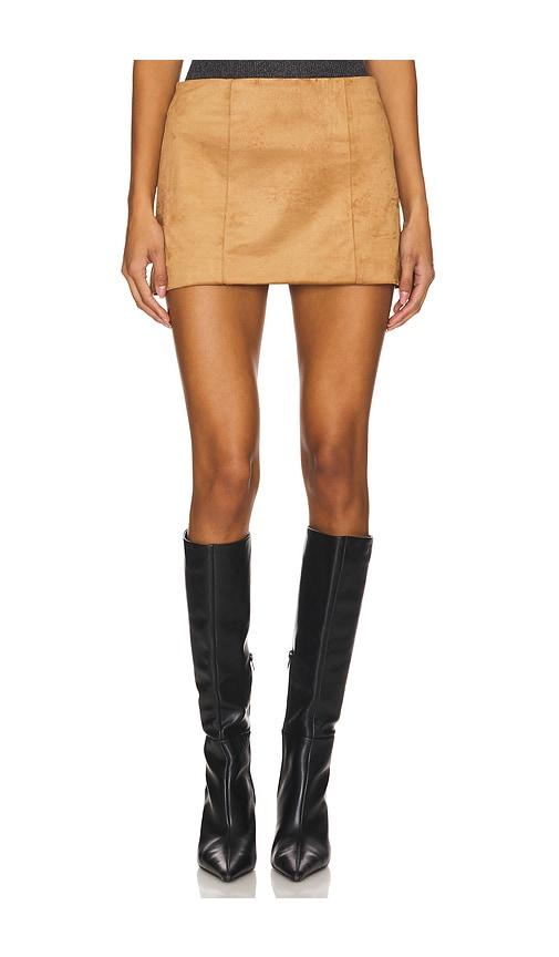 tularosa ginny faux suede mini skirt in tan. - size l (also in xs, s, m, xl)