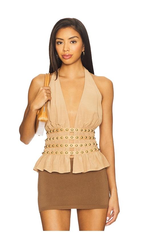 tularosa jaclyn top in tan. - size l (also in xxs, xs, s, m, xl)