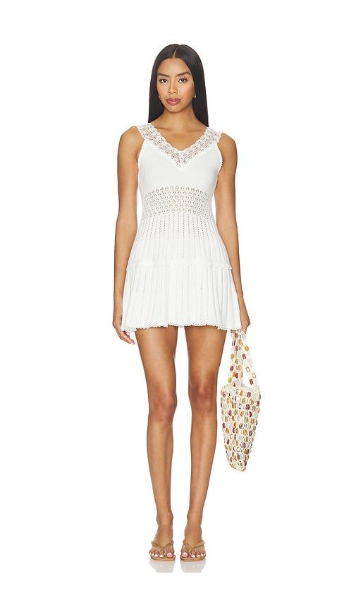 tularosa janis lace pointelle mini dress in white. - size l (also in xs, s, m, xl)