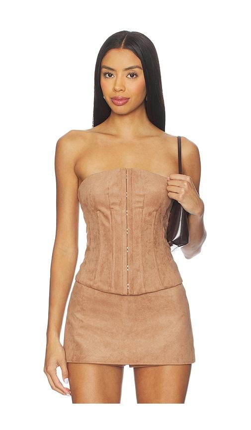 tularosa jolie faux suede top in tan. - size m (also in s, xl, xs, xxs)