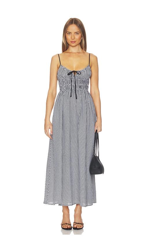 tularosa josie midi dress in black,white. - size s (also in xxs)