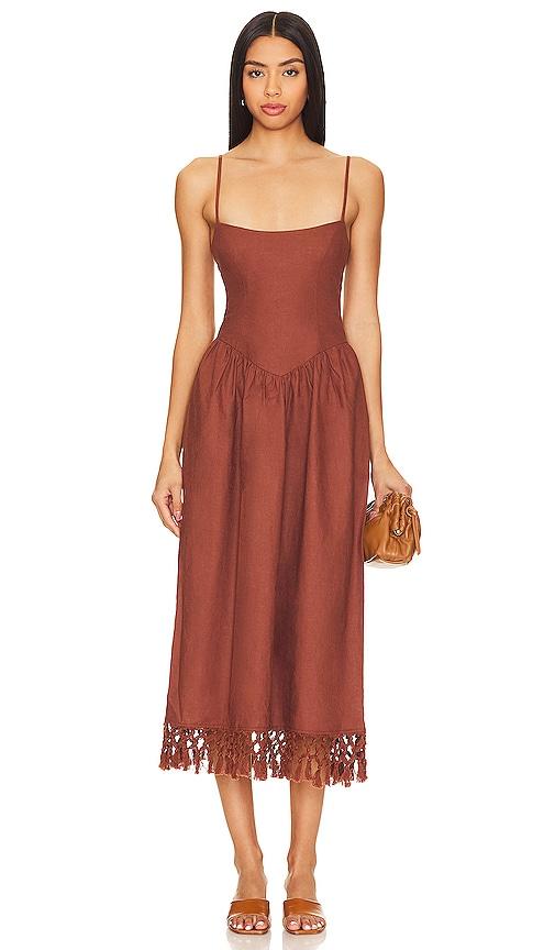 tularosa lexi midi dress in chocolate. - size l (also in xl)