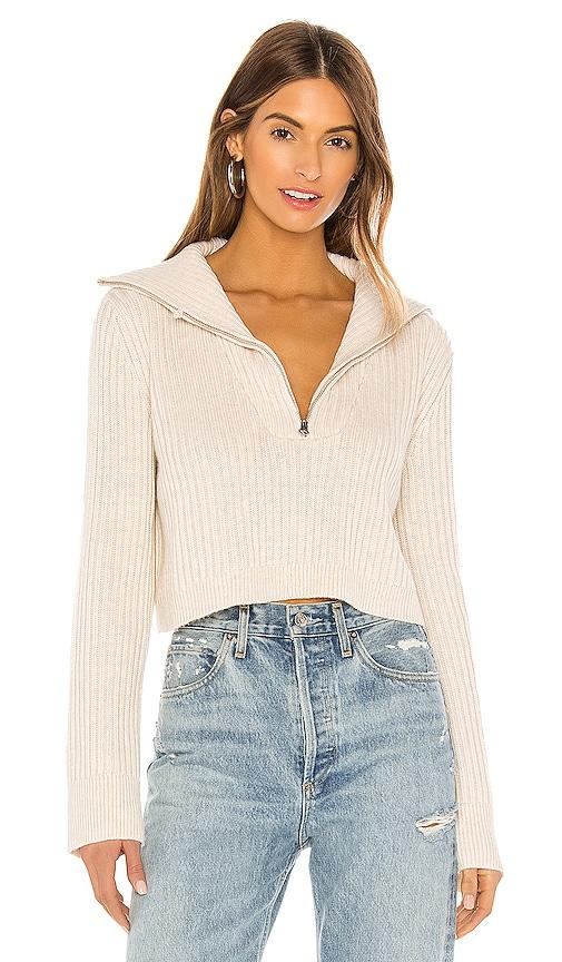 tularosa lovelle zip up sweater in beige. - size l (also in xs, s, m)