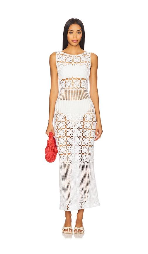tularosa mikio crochet midi dress in white. - size l (also in xs, s, m, xl)