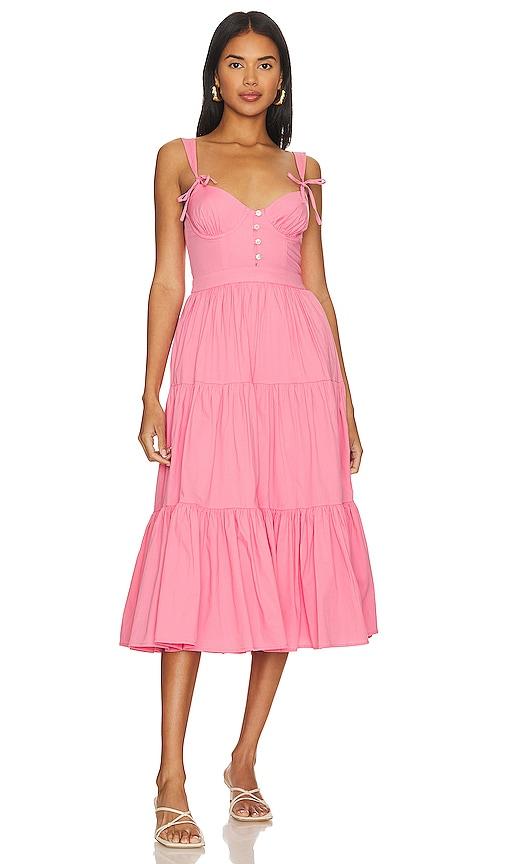 tularosa poppy midi dress in pink. - size l (also in xxs, xs, s, m)