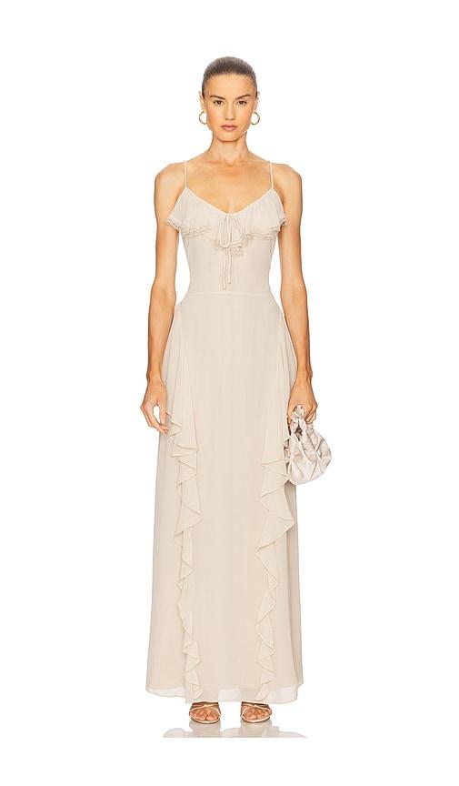 tularosa remley maxi dress in taupe. - size l (also in m, s, xl, xs, xxs)