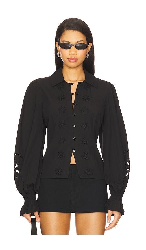 tularosa tess button up shirt in black. - size s (also in xs)