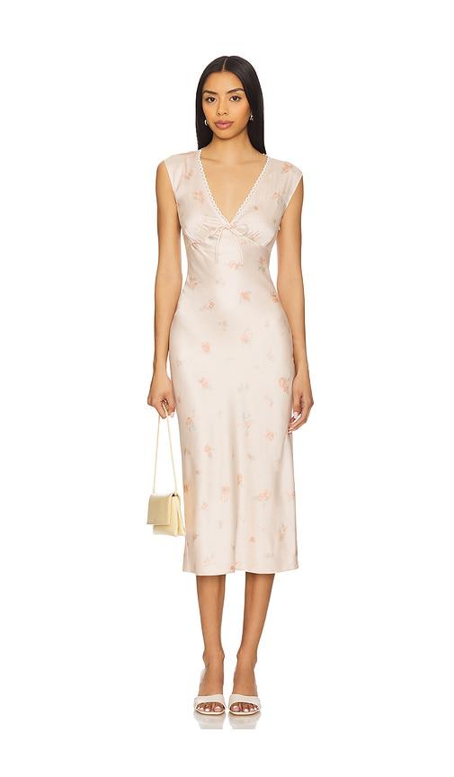 tularosa tina midi dress in blush. - size l (also in xs, s)