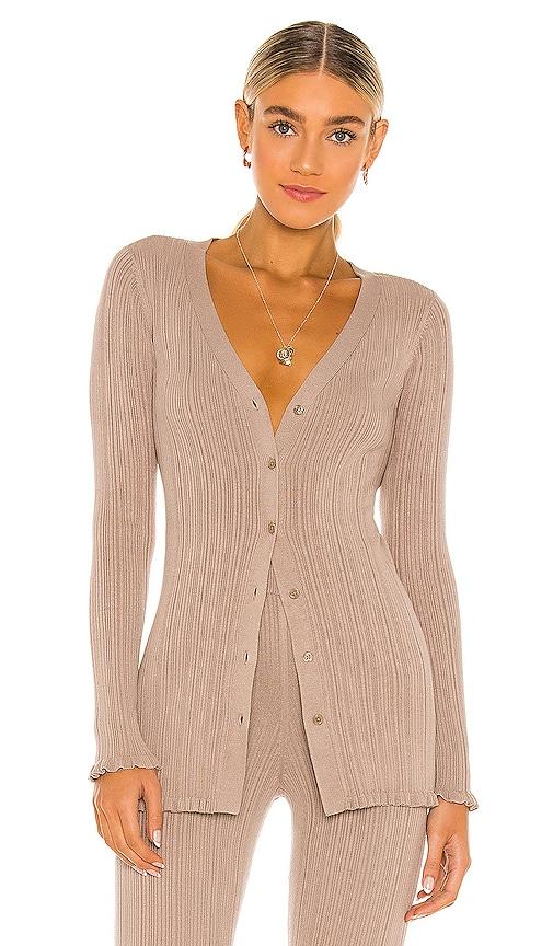 tularosa variegated rib cardi in taupe. - size s (also in xl)