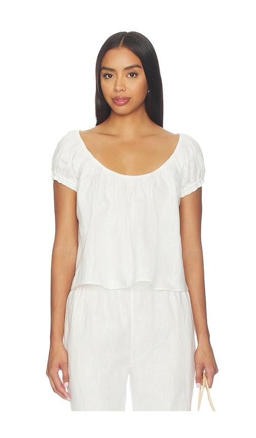 tularosa wilma linen top in white. - size l (also in xs, m)