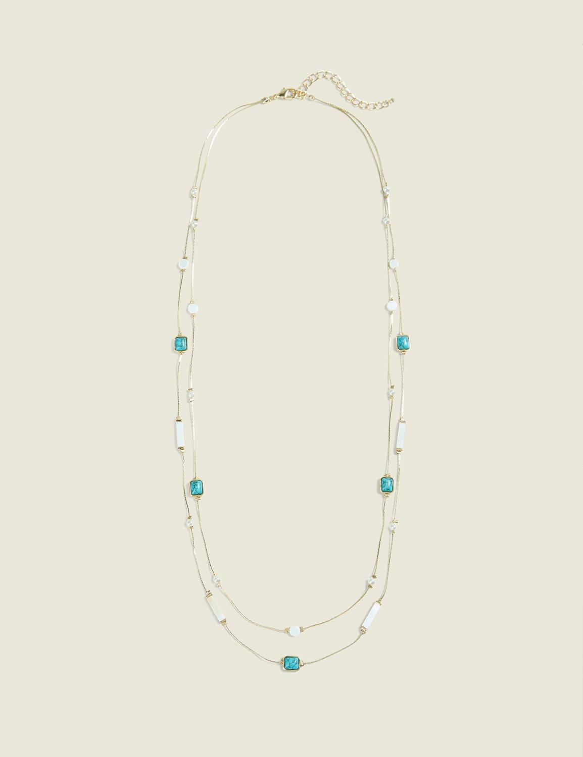 turquoise beaded multi-row necklace