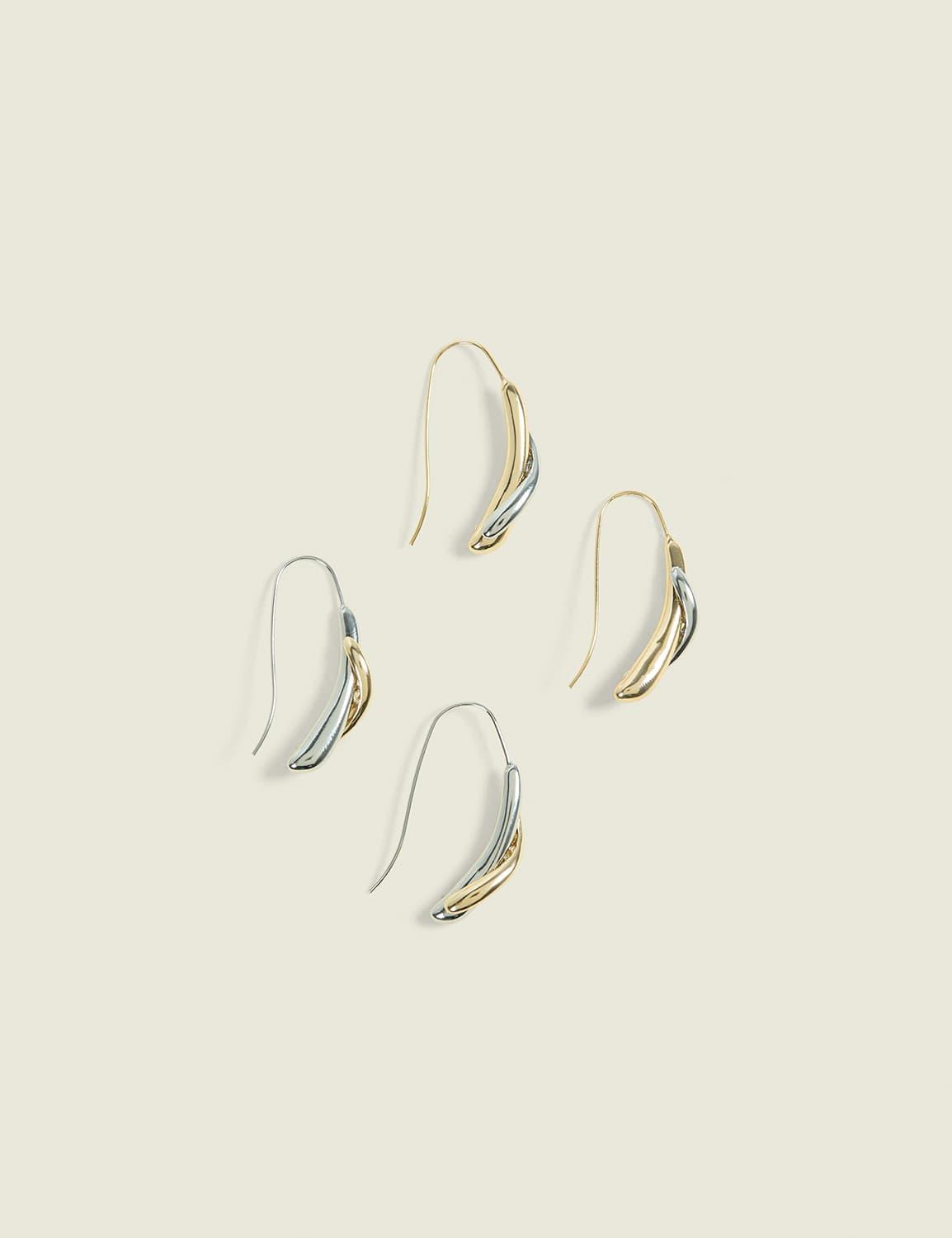 twisted mixed metal drop earring 2-pack