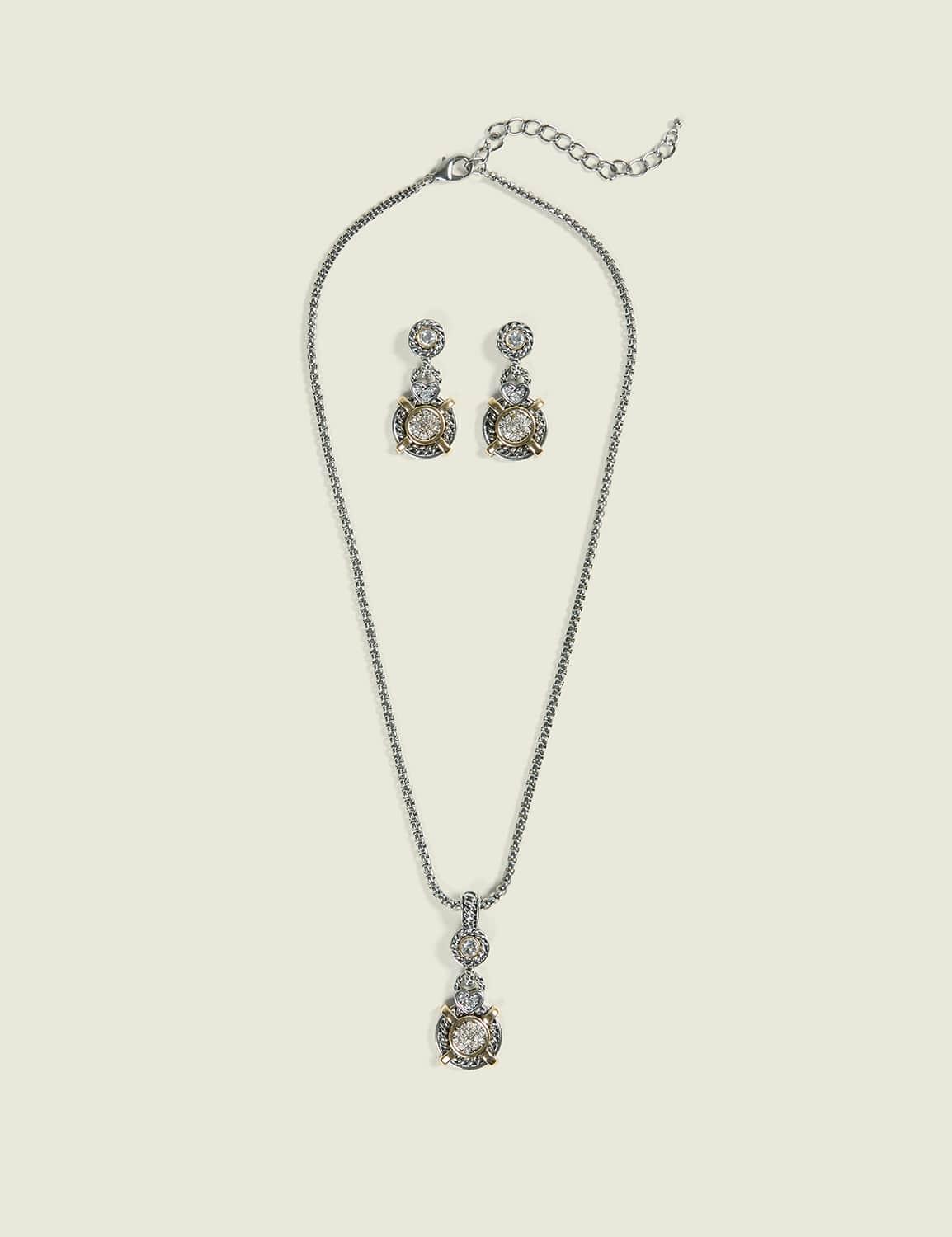 twisted mixed metal necklace & earring set