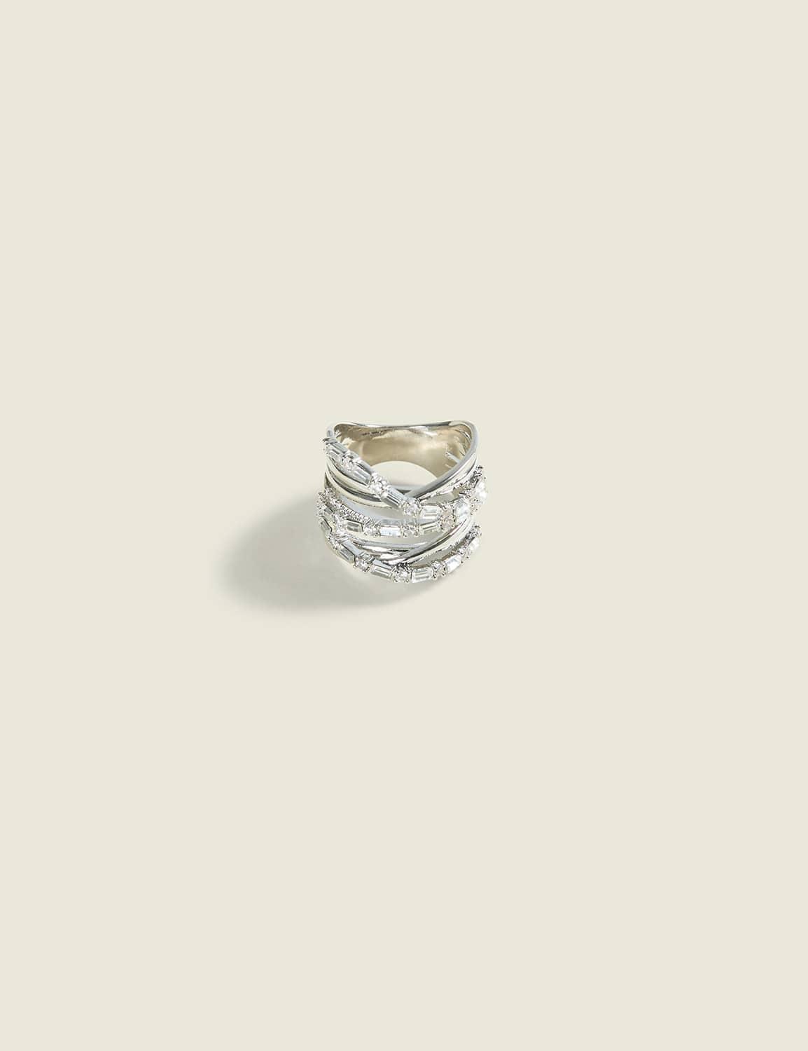 twisted silvertone statement ring
