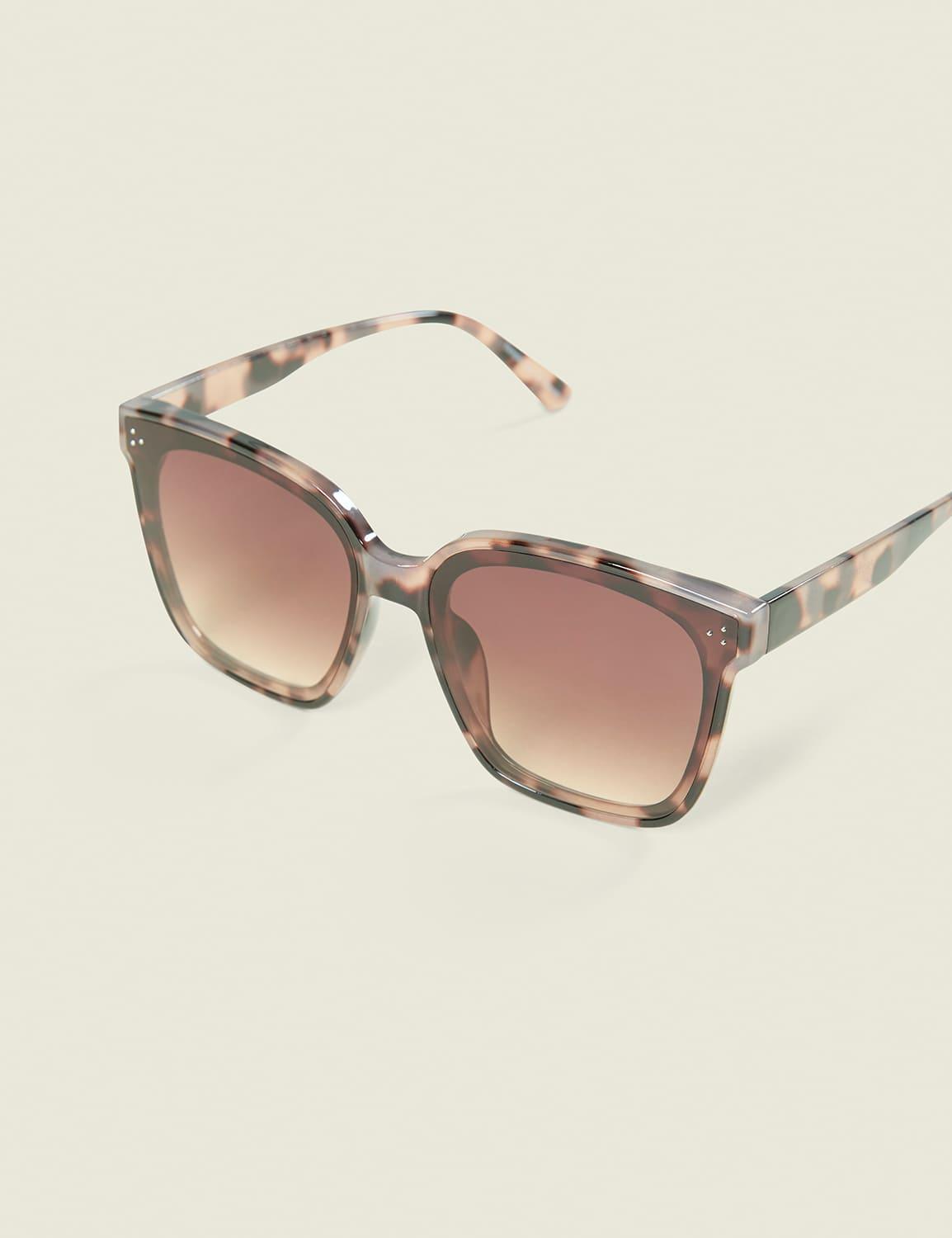two-tone tortoiseshell print square sunglasses