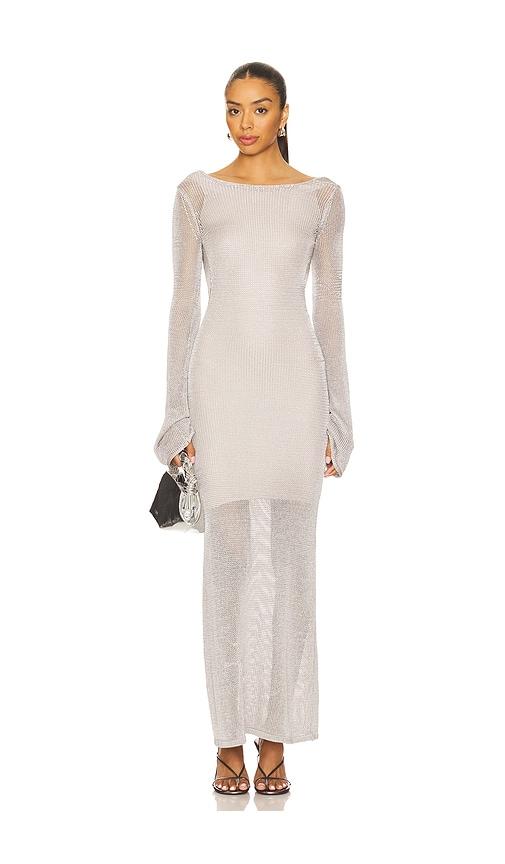 tyler mcgillivary estelle knit dress in metallic silver. - size m (also in s, xs)