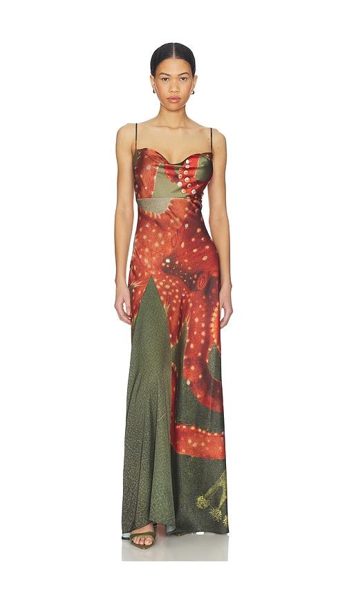tyler mcgillivary sea kraken dress in gren,red. - size s (also in xs)