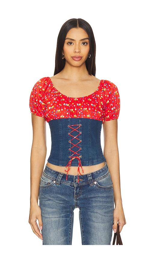 tyler mcgillivary uma top in red,blue. - size s (also in xs)