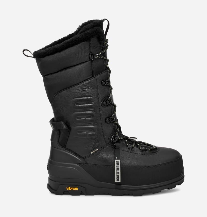 ugg® shasta boot tall leather/waterproof boots in black, size m 3/w 4