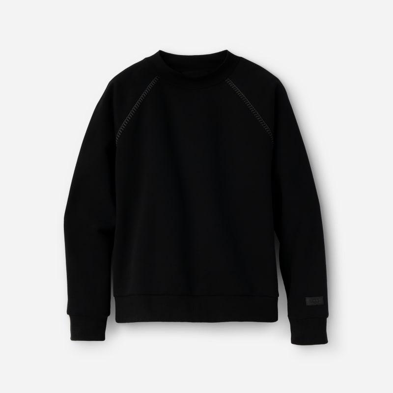 ugg® women's classic crewneck cotton blend/recycled materials tops in black, size l