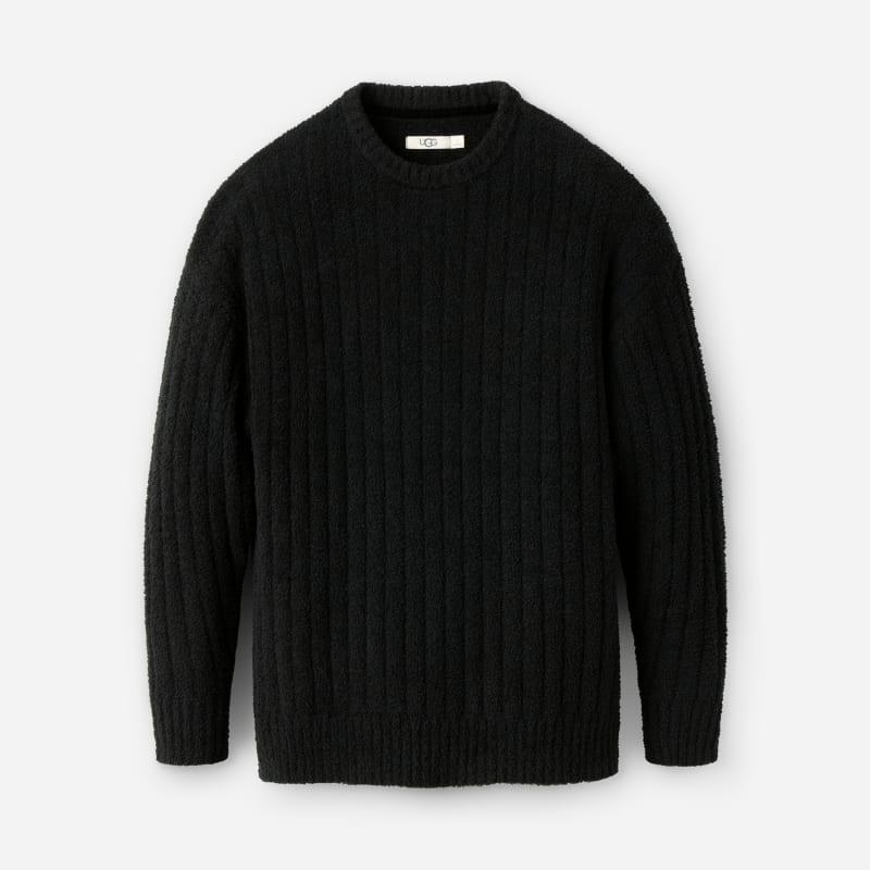 ugg® women's riz top rib cozy knit tops in black, size 1x