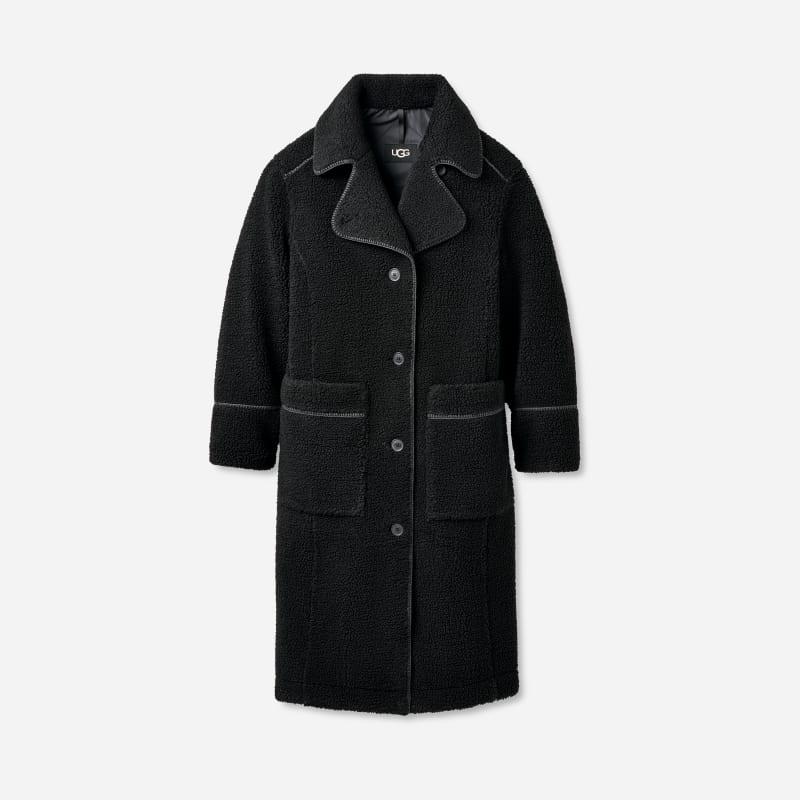 ugg® women's sema ugg®fluff coat polyester in black, size 2x