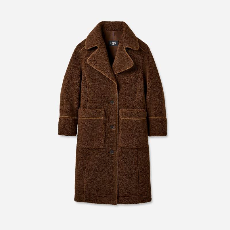 ugg® women's sema ugg®fluff coat polyester in deep nutmeg, size 3x