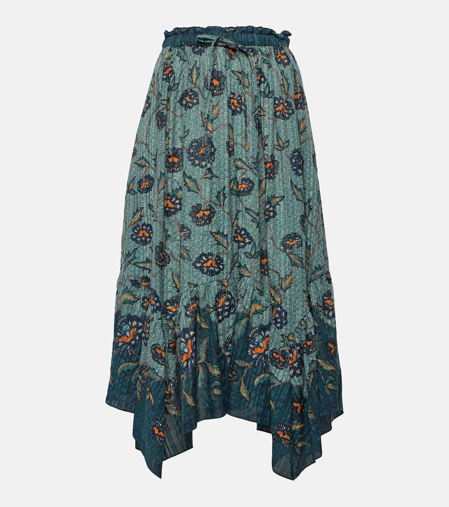 ulla johnson alice asymmetric cotton-blend midi skirt