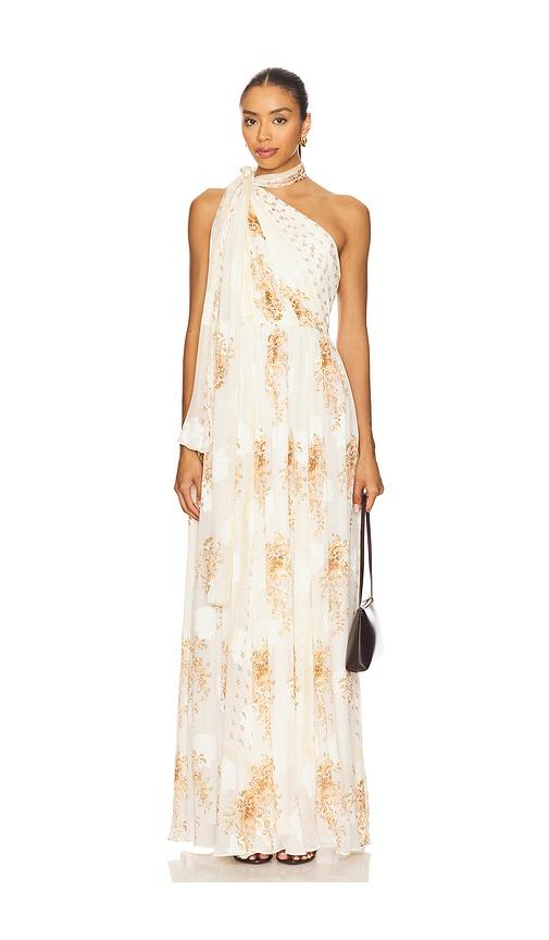 ulla johnson angelique draped scarf gown in cream. - size 10 (also in 12)