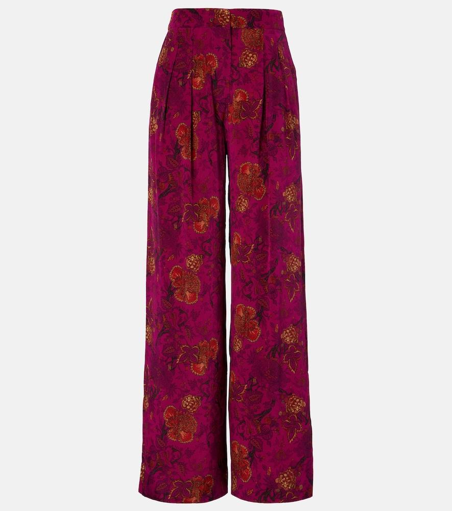 ulla johnson aviva silk crêpe de chine wide-leg pants
