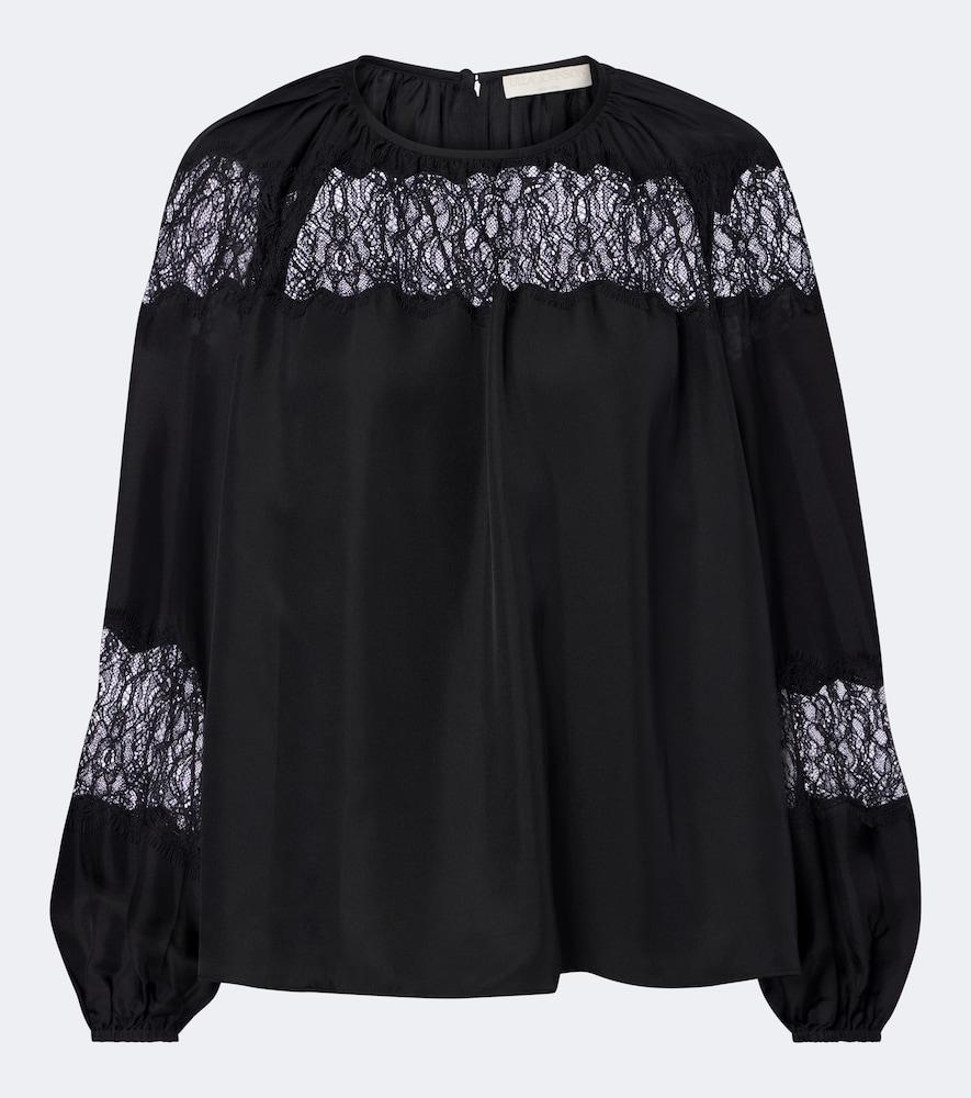 ulla johnson bess lace-trimmed silk blouse